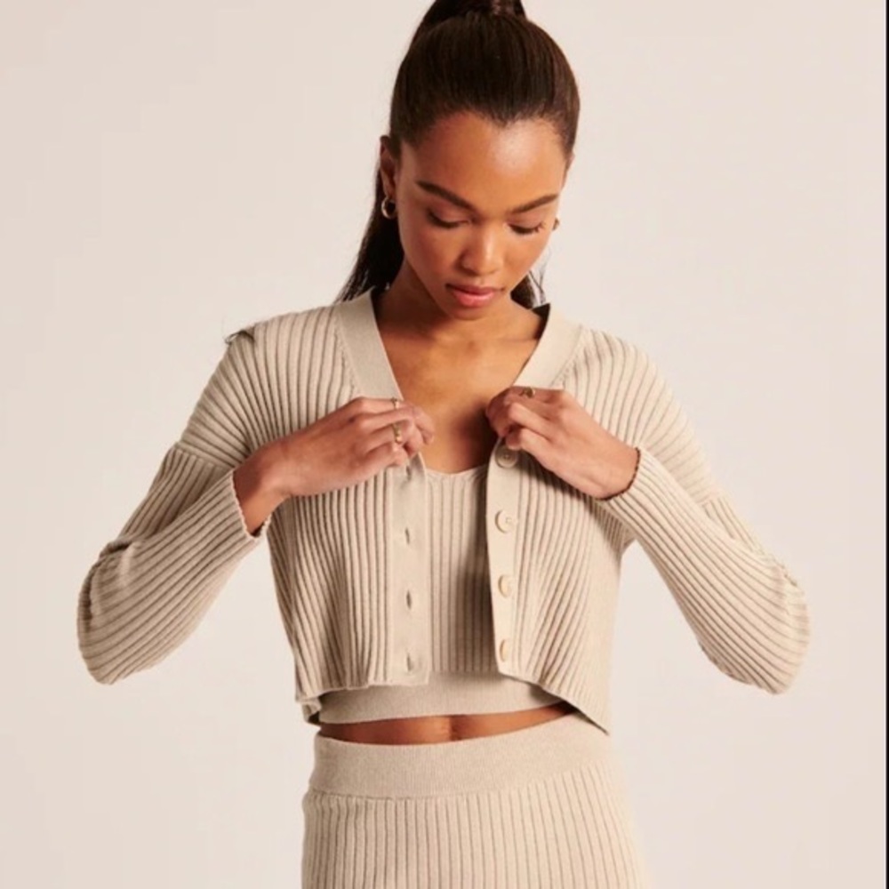 Ribbed Knit Tank and Cardigan Set